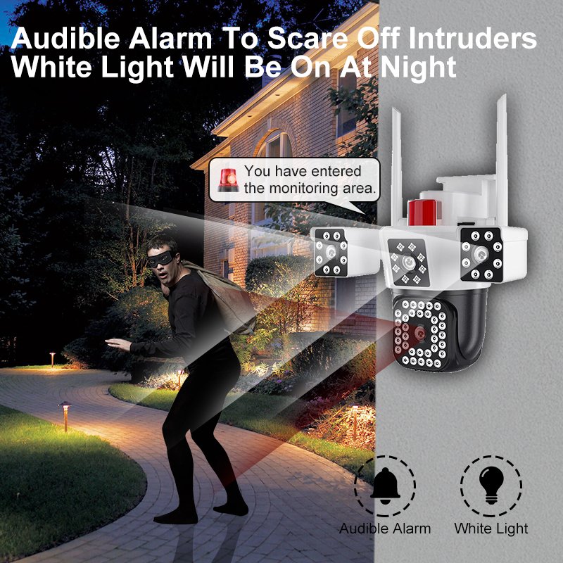v380 Factory price Outdoor 10X Zoom Cctv WIFI Security Camera System 4MP Camera Ptz Network Camera with Flashlight