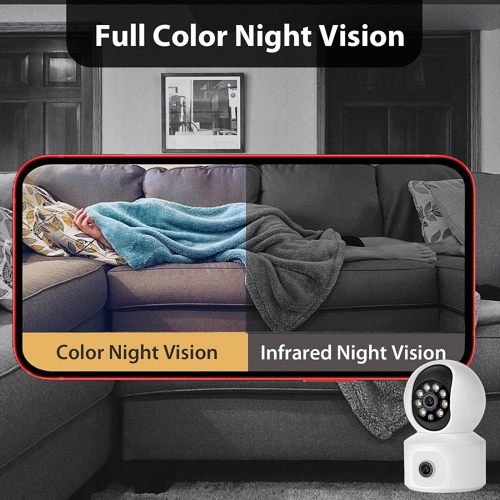 4MP(2MP+2MP) Tuya Baby Monitors Indoor Two Way Audio Motion Tracking Mini Wireless WiFi PTZ Secure Dual Lens Dual-Screen Camera