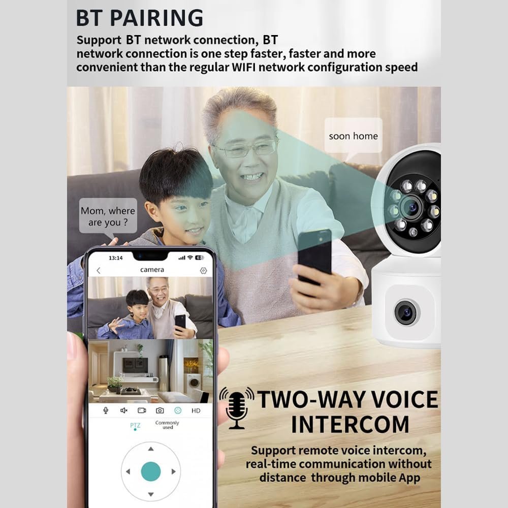 4MP(2MP+2MP) Tuya Baby Monitors Indoor Two Way Audio Motion Tracking Mini Wireless WiFi PTZ Secure Dual Lens Dual-Screen Camera