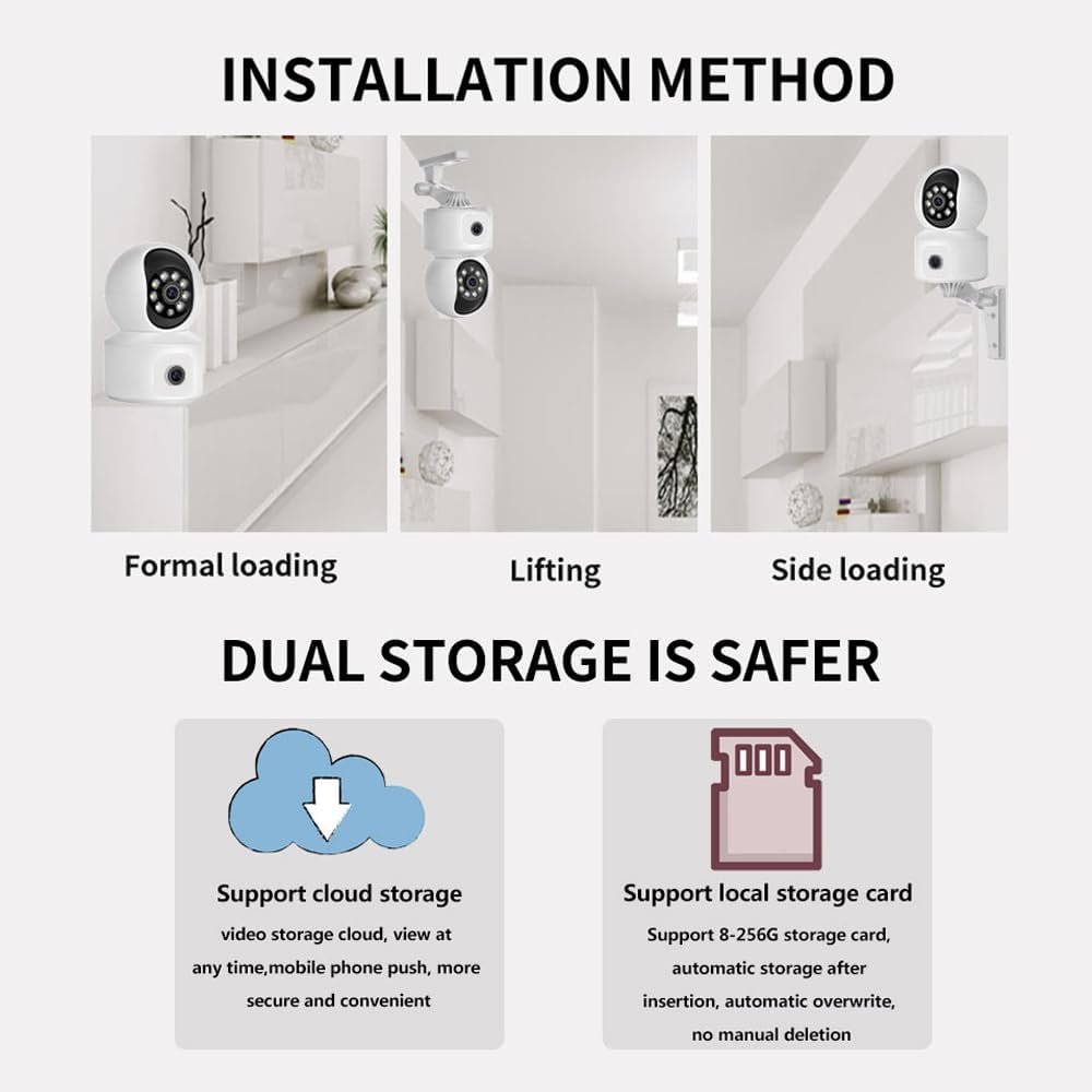 4MP(2MP+2MP) Tuya Baby Monitors Indoor Two Way Audio Motion Tracking Mini Wireless WiFi PTZ Secure Dual Lens Dual-Screen Camera