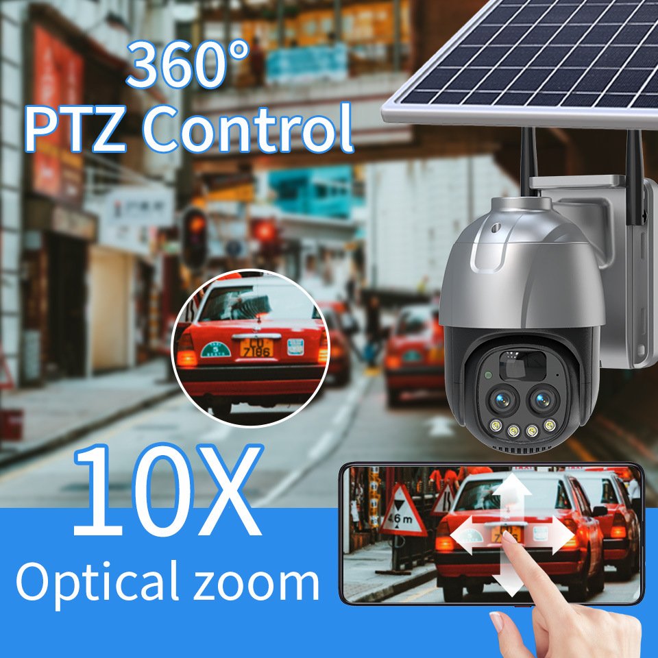 IP66 HD IP CCTV 360 Network De Surveillance Sans Fil Auto Tracking Low Power 10X ZOOM Outdoor Eseecloud 4G Dual PTZ Solar Camera