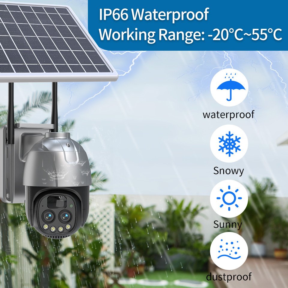 IP66 HD IP CCTV 360 Network De Surveillance Sans Fil Auto Tracking Low Power 10X ZOOM Outdoor Eseecloud 4G Dual PTZ Solar Camera