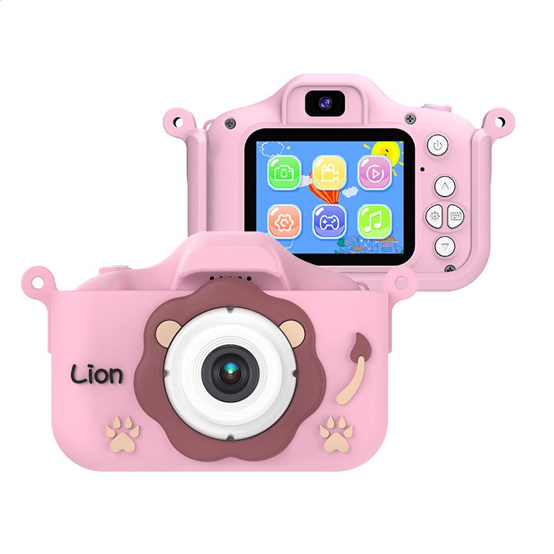 X8S New dual lens Kids camera 1080P cartoon lion children camera adorable toy kids selfie digital camera as gift prize