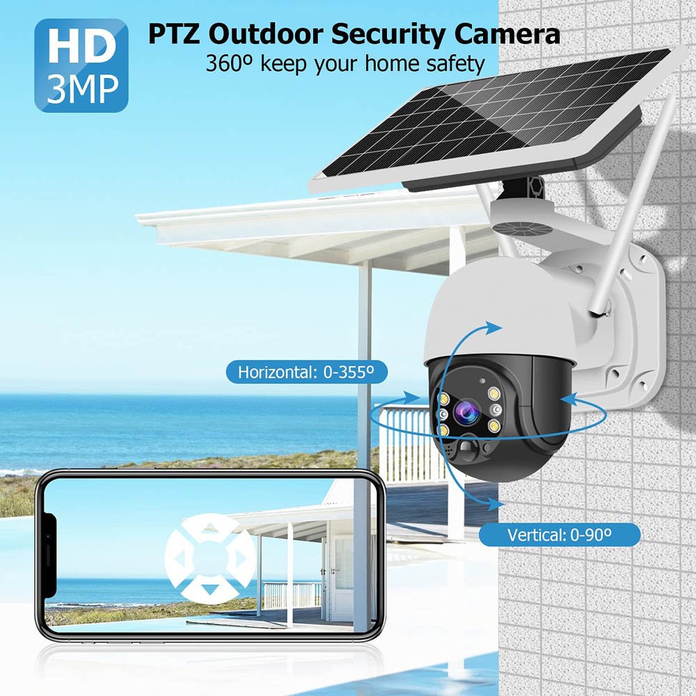 3MP Low Power Icsee PIR Wireless 360 Web Ptz Outdoor 4G Solar Ip Wifi Security Camera System Cctv Network Camera