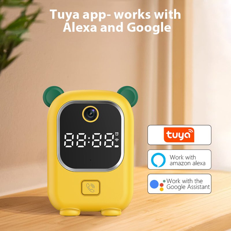 New Arrival Cute Baby Monitor Tuya Wifi Table Mini With Alarm Clock Camera