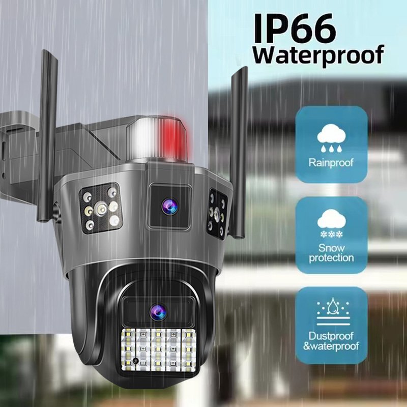 Wistino 9MP outdoor dual lens three screen 4G camera AI automatic tracking two way voice smart wireless Wifi security camera