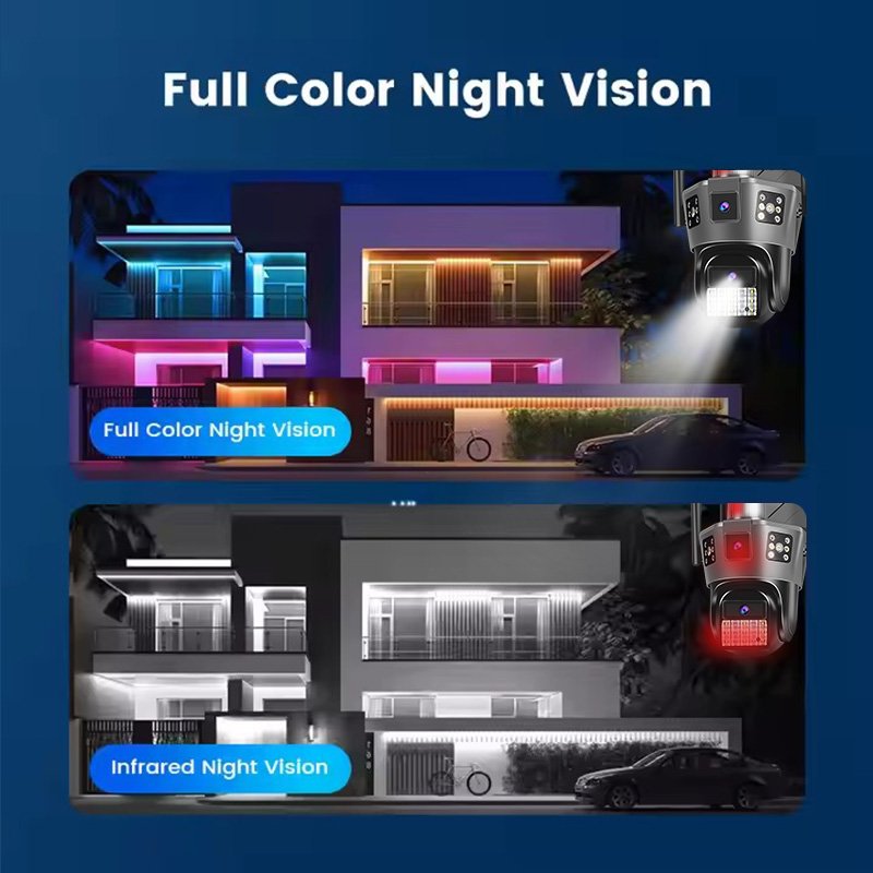 Wistino 9MP outdoor dual lens three screen 4G camera AI automatic tracking two way voice smart wireless Wifi security camera