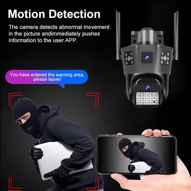 Wistino 9MP outdoor dual lens three screen 4G camera AI automatic tracking two way voice smart wireless Wifi security camera