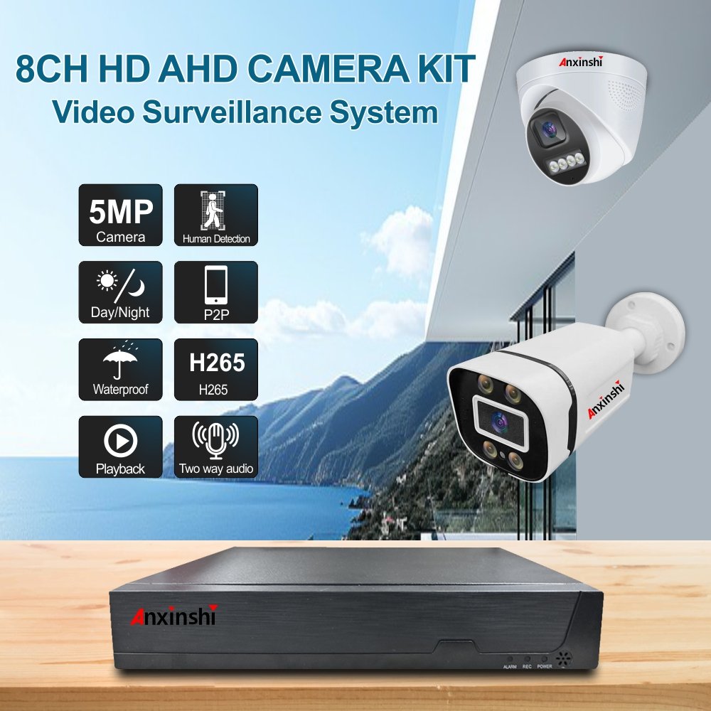 5MP 8Ch 5 in 1 DVR AHD BULLET and Dome kit HD Wired Outdoor Night Vision cctv recording full Security Camera System