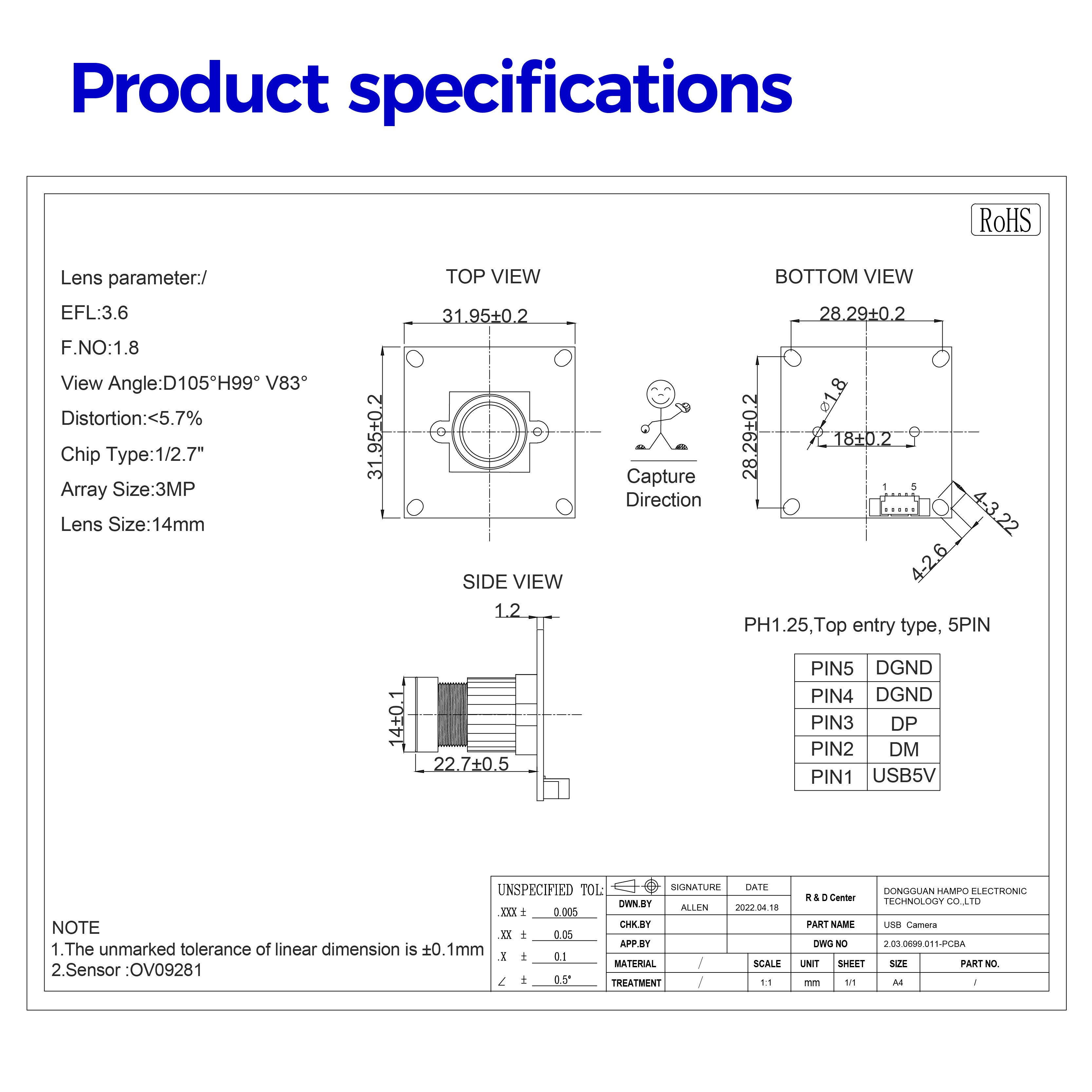 OEM 1MP USB Camera Module Customized Indoor Camera Motion Detection Camera Global Shutter Monochrome Mini USB Full HD 1 MP CMOS