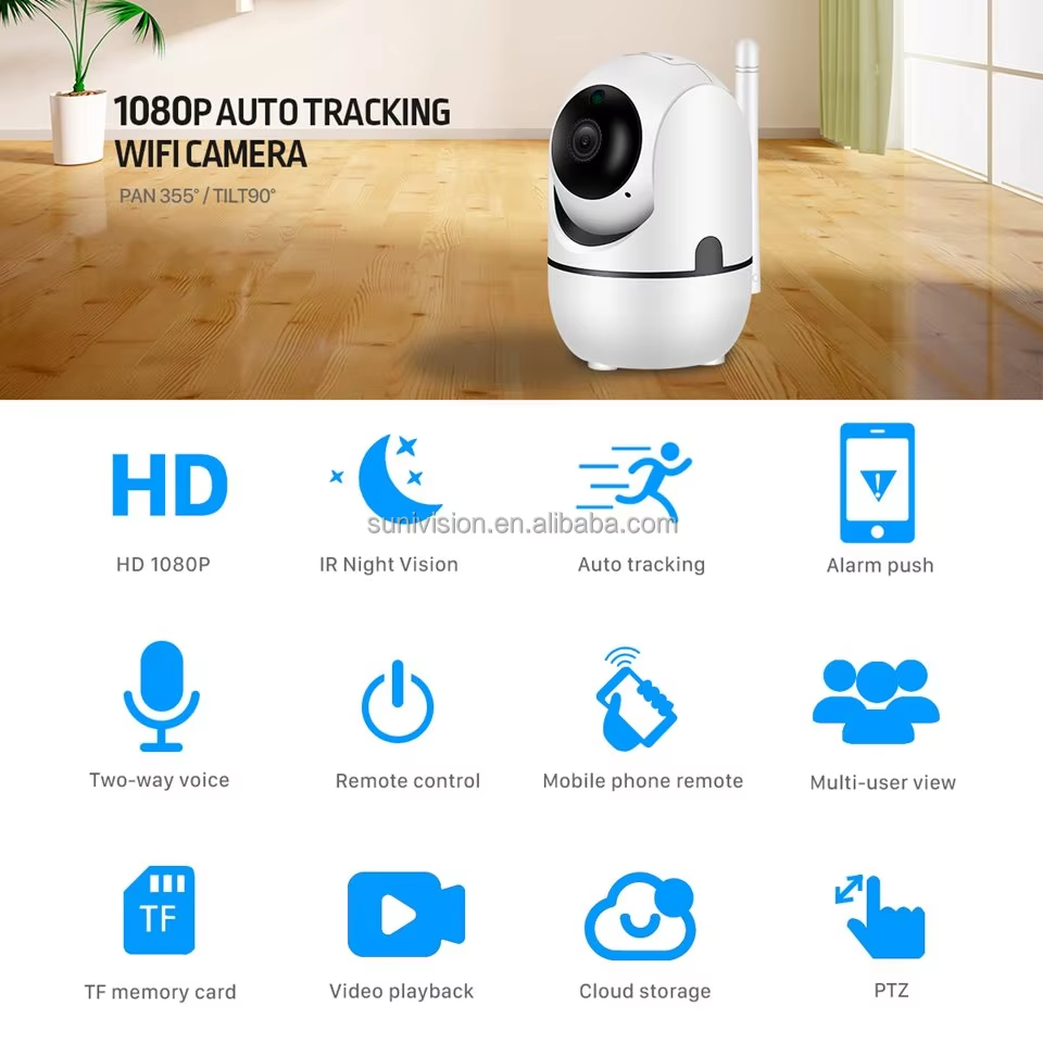 2MP iCSee Indoor Smart Home Security Cameras 1080P HD Two Way Audio Motion Detection Auto Tracking Wireless Wifi PT Camera