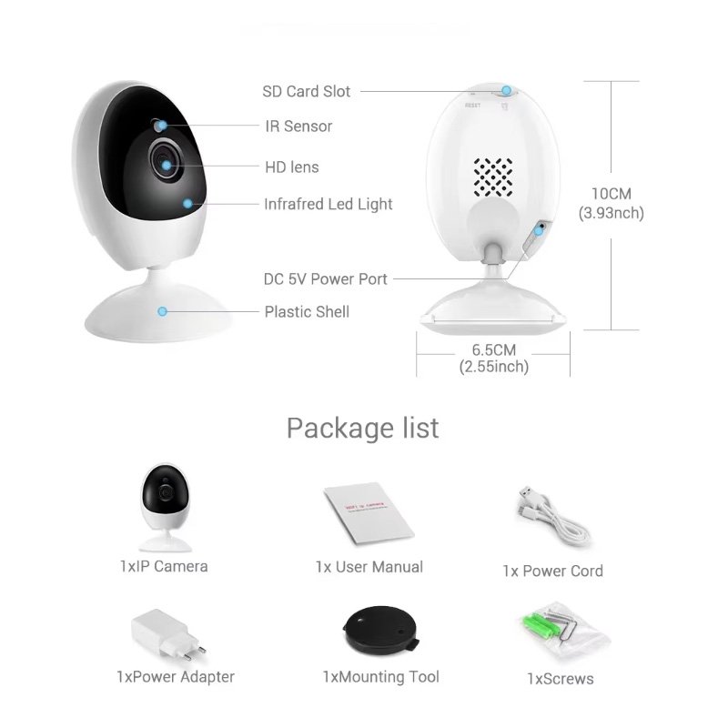 XM Icsee APP WIFI Mini Wireless TF card recording Wide Angle 180Degree Security Mobile Phone IP Motion Detection USB Camera
