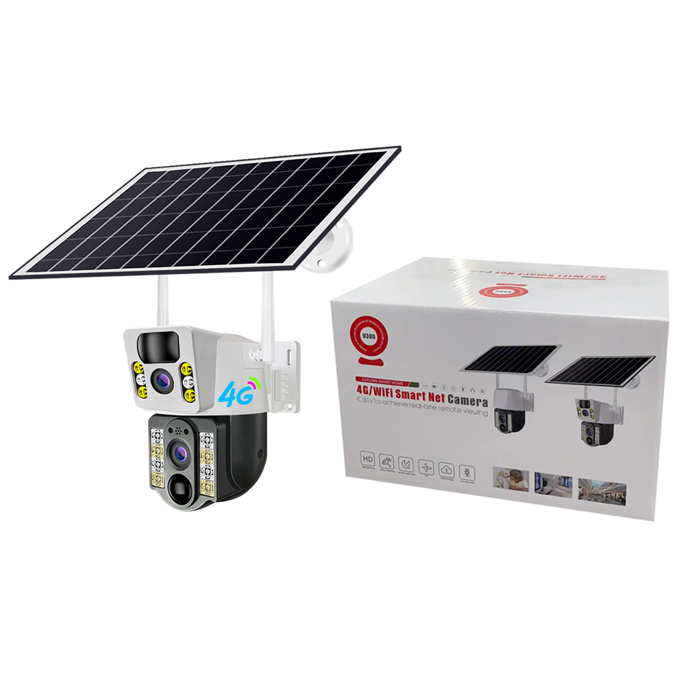 V380PRO 8MP HD 4G Dual lens Motion Detect Auto Tracking Solar PTZ Sim Card 10000mah Low-Power Battery Network Camera