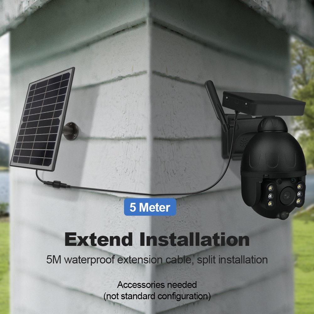 IP67 HD Solar Battery Powered 3MP PTZ Floodlight Camera Night Vision 4G Alarm Lens Options Cloud SD Card Data Storage Home