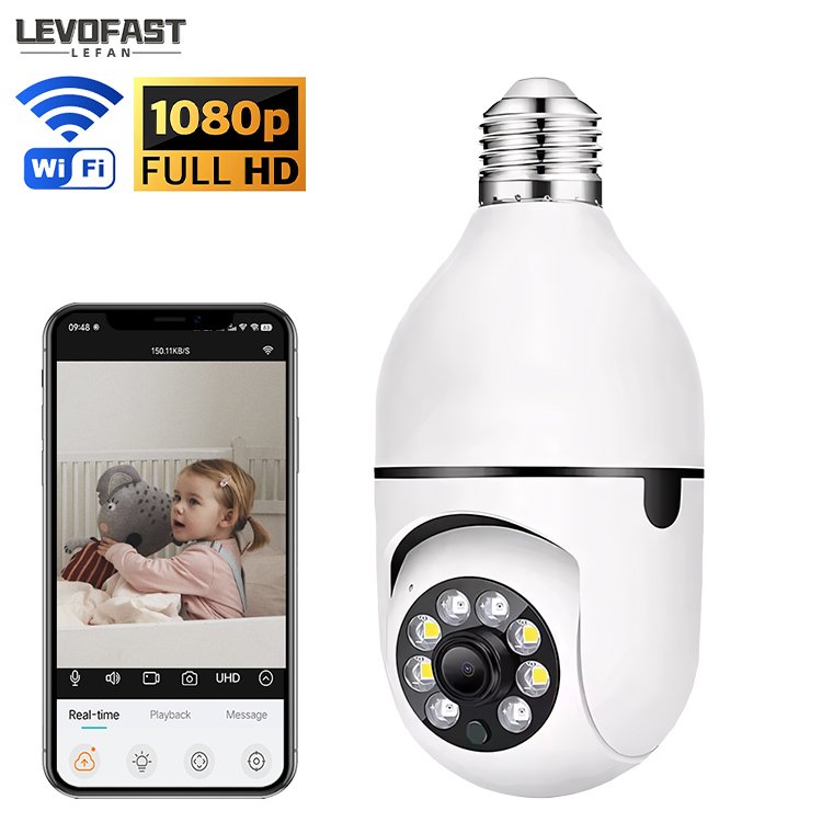 LEVOFAST Single Lens Light Bulb PTZ Camera 5G WIFI Yilot APP Home Security Wireless Bulb Camera With E27 Socket