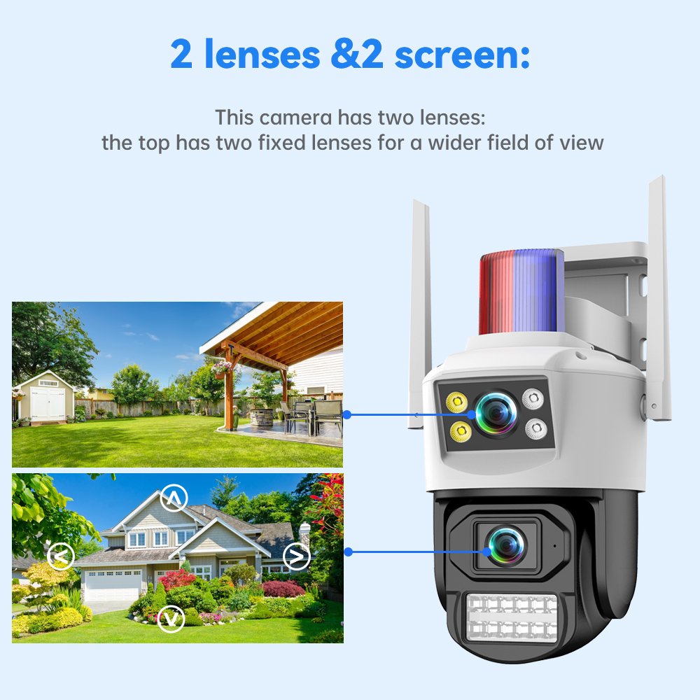 DIFANG 4K Dual Lens outdoor Wifi Security Camera, two-way audio, Color night Vision, yoosee CCTV IP Camera with Light Alarm