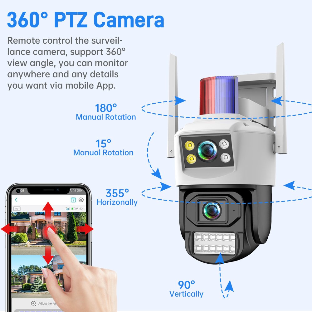 DIFANG 4K Dual Lens outdoor Wifi Security Camera, two-way audio, Color night Vision, yoosee CCTV IP Camera with Light Alarm