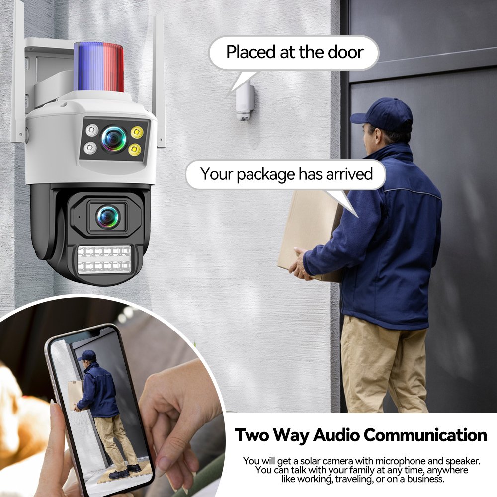 DIFANG 4K Dual Lens outdoor Wifi Security Camera, two-way audio, Color night Vision, yoosee CCTV IP Camera with Light Alarm