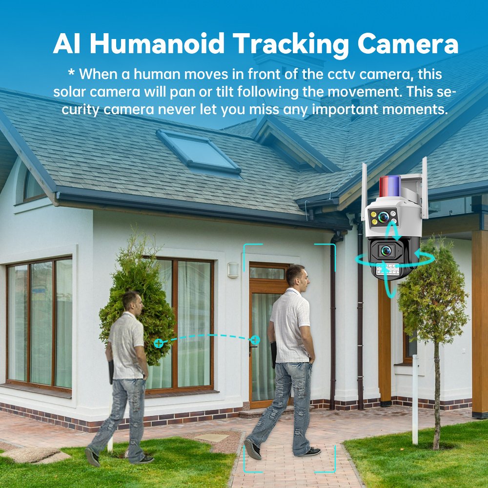 DIFANG 4K Dual Lens outdoor Wifi Security Camera, two-way audio, Color night Vision, yoosee CCTV IP Camera with Light Alarm
