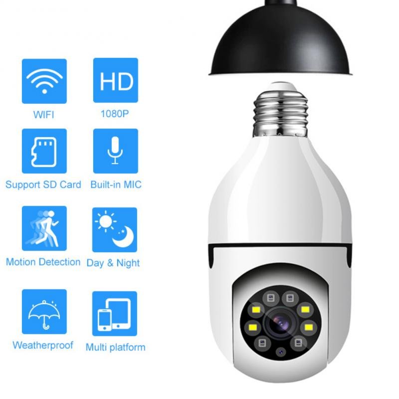 Hot sale Light Bulb 360 Degree Camera 2.4Ghz Night Vision Wifi Security Camera 1080P 2mp Home Guard Wireless Camera A6 E27