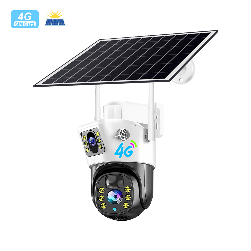 Outdoor Solar Powered 4G Wifi Bullet CCTV Camera with Night Vision Wide Angle CMOS Sensor Two-Way Audio 1-Year Warranty