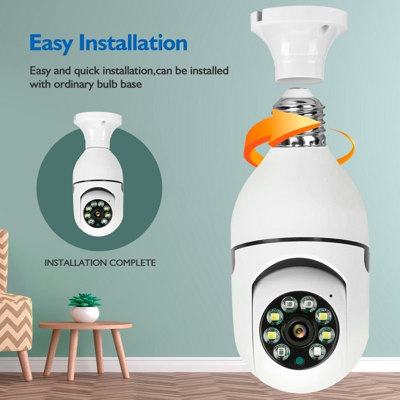 360 Panoramic Wifi HD night vision ip surveil mini surveillance home security wireless light bulb PTZ Home Security Cameras
