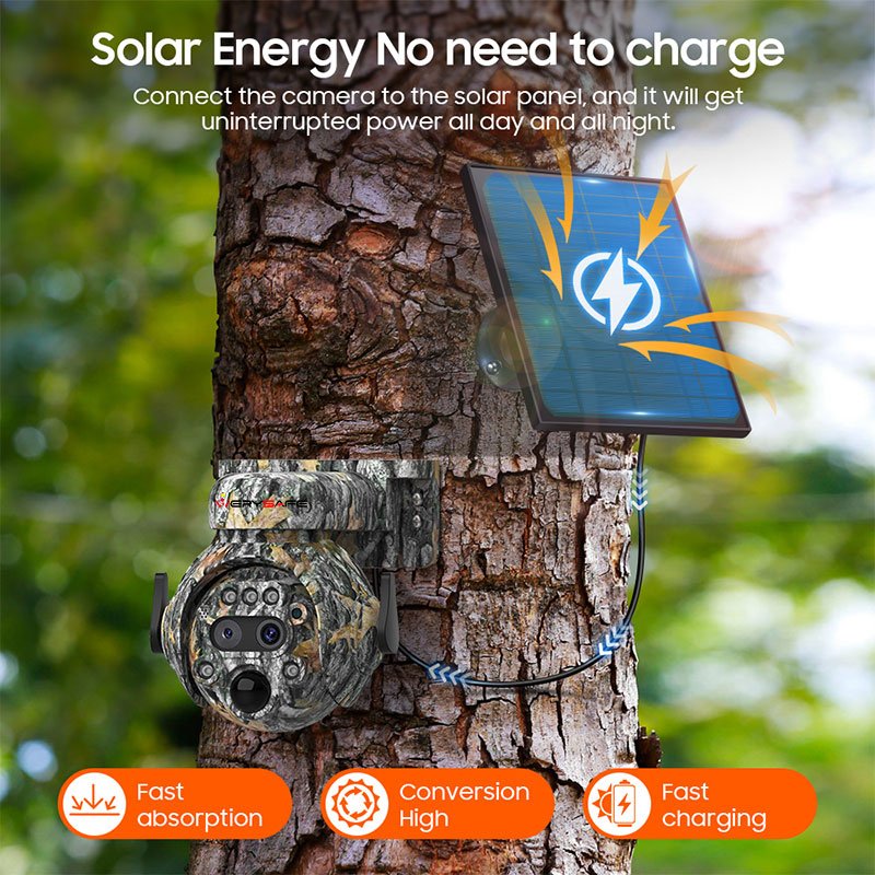 WERYSAFE 6mp 12X WIFI Dual Lens Outdoor Camouflage Shoot Hunting Network Camera Hunter Trail 4G Solar Battery PTZ Camera