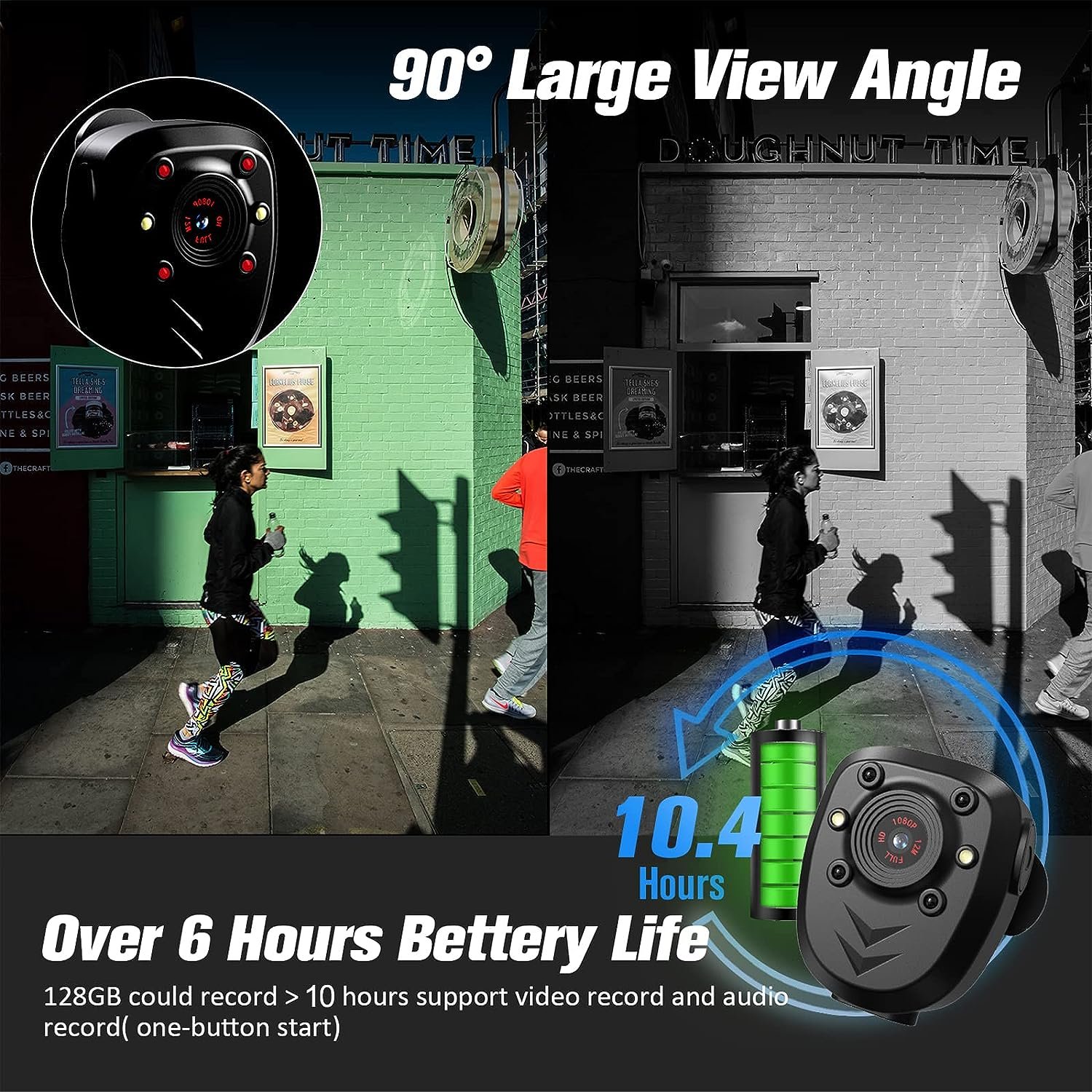 Mini Body Camera Video Recorder with Night Vision IR & Loop Record HD 1080P Wearable Cam for Home Outdoor Security Guard
