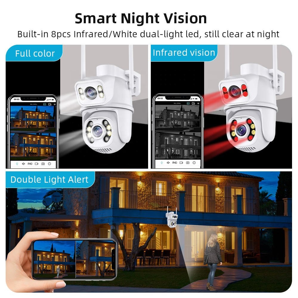 Jortan Factory 6MP 8MP Outdoor Dual Lens Wireless ip Camera cctv ICsee Wifi linkage Camera 4K Dual Lens ptz Network Camera