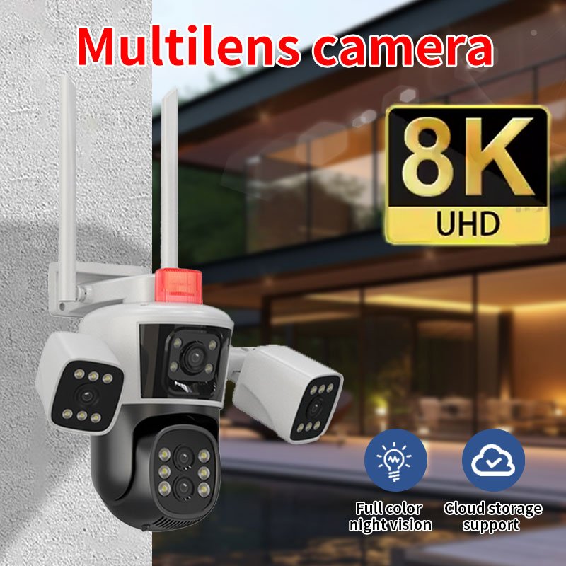 VESAFE Outdoor Surveillance 16MP Wifi 10x Zoom Audio Ptz Four-Lens Lenses Three Screens Security Cctv Network Camera