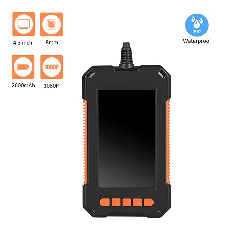 2MP 1080P HD 8MM Lens Inspection Endoscope Camera 2600mAh IP67 Waterproof Borescope 4.3 inch IPS Screen Car Monitor P40