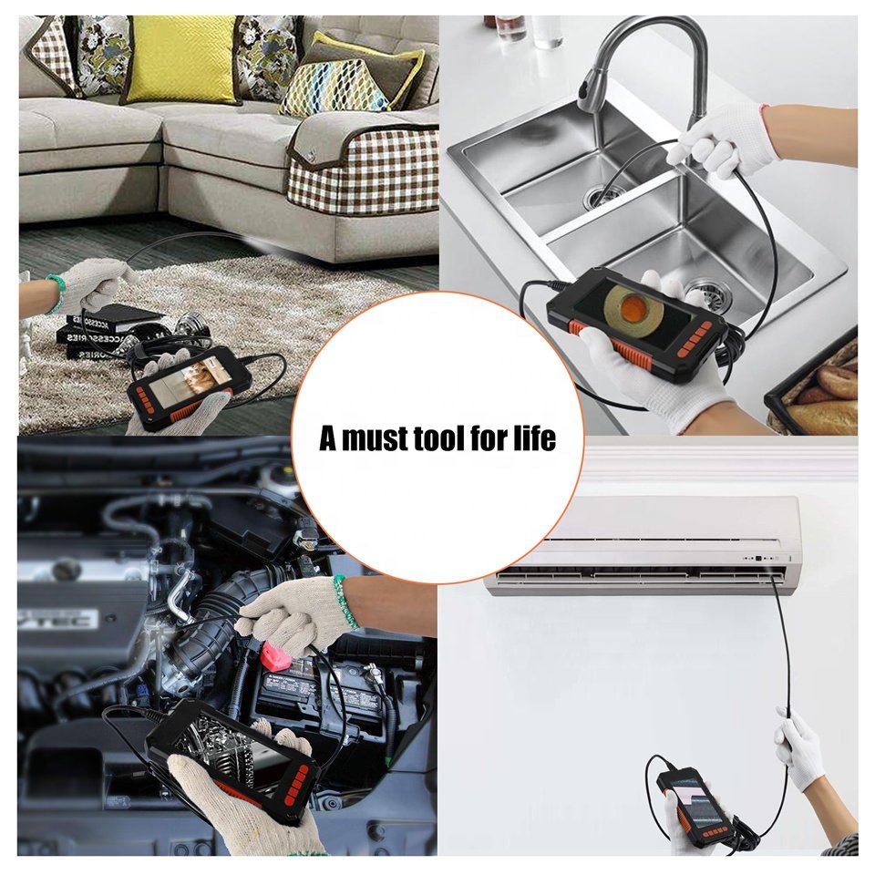 2MP 1080P HD 8MM Lens Inspection Endoscope Camera 2600mAh IP67 Waterproof Borescope 4.3 inch IPS Screen Car Monitor P40