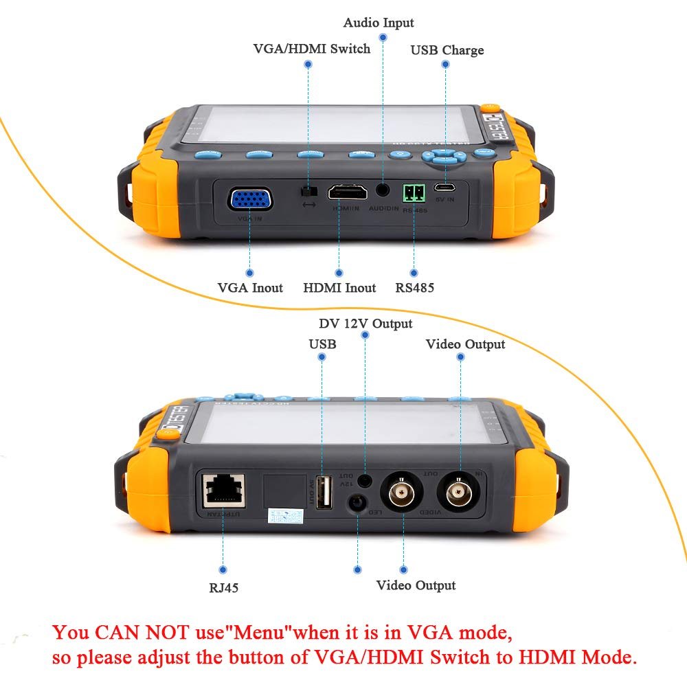 8W CCTV Tester analog 8MP AHD TVI CVI Mini Monitor Cameras CVBS Tester Kamery VGA R485 Video Tester