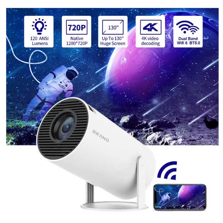Factory HY300 pro Android 11 720p 4K 160ANSI Home Theater Projector WIFI6 BT5.0 Smart Video Portable Mini Projector Dual WIFI