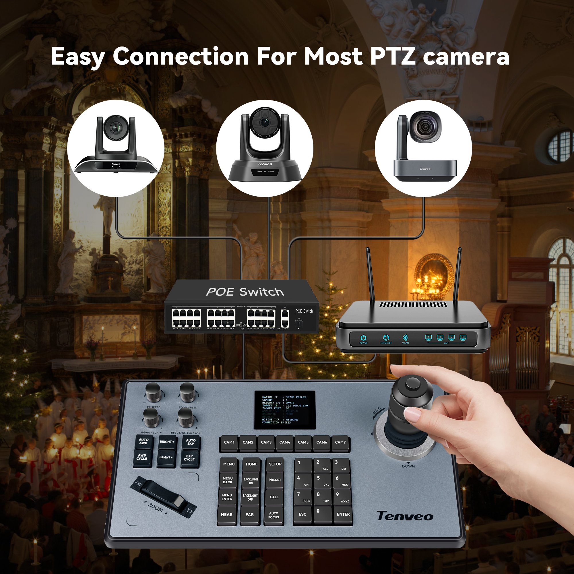 Video conference system Tevo-M5B+VHD10U+KB200 USB 3.0/HDMI and Noise Reduction speakerphone joystick controller for ptz camera