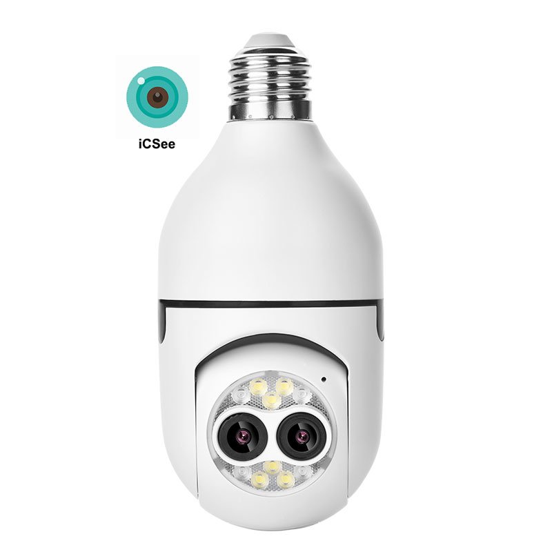 ICsee 5X Zoom Dual Lens E27 Light Bulb Camera 4mp WIFI CCTV Security Cameras Ptz 5X Zoom Wireless Ip Home Nanny Bulb Camera
