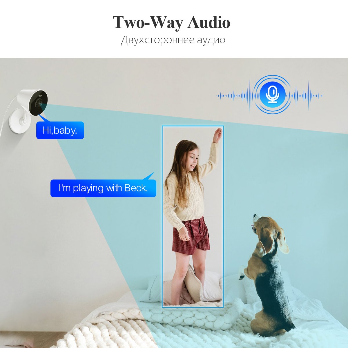 2MP HD 1080P Smart Home Wireless Wifi IP Security Camera Two Way Audio Indoor Human Detection Support Alexa Network Camera
