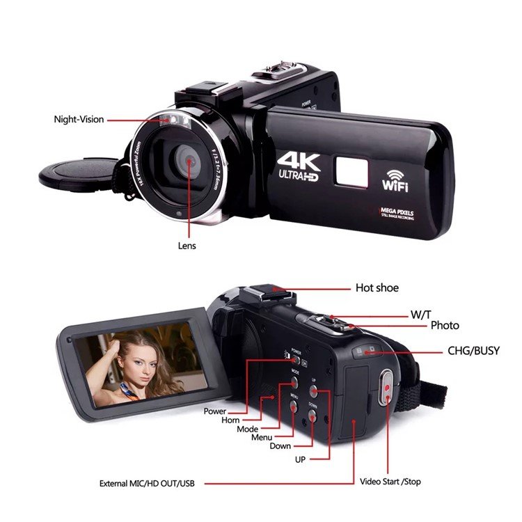 2024 New Technology HDV4K 1080P Handy Digital Video Camera HDV Professional Video Camcorder 4K mini Size Best Seller