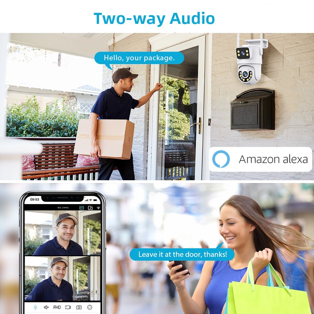 Cameras De Seguridad Wifi 6MP Dual Lens iCsee ptz WIFI Camera Outdoor Human Auto Tracking Wireless Security icsee WIFI Camera