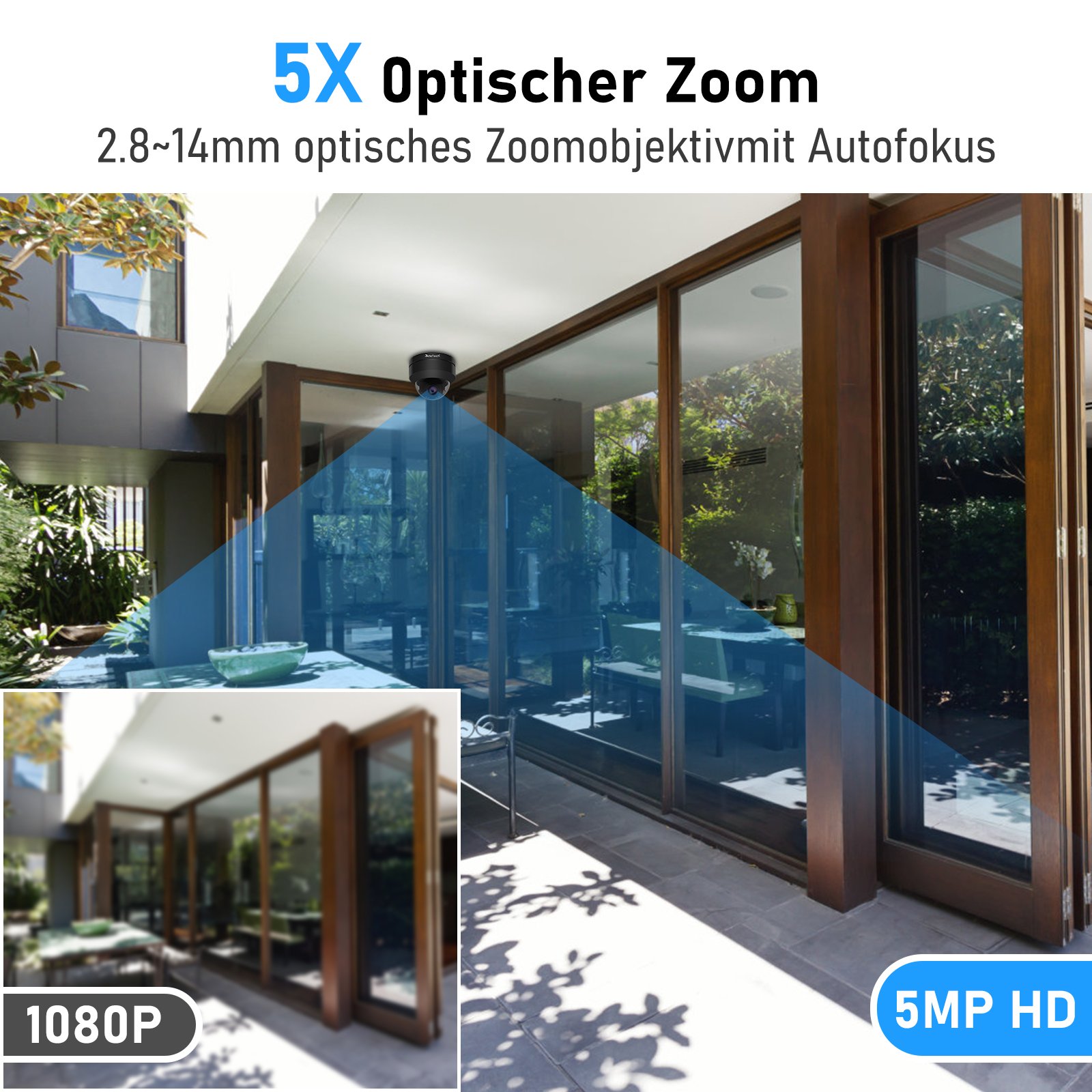 JideTech Poe 5MP Dome Camera ip 5X Optical Zoom Night Vision Poe Cctv Camera Auto Tracking Network Camera