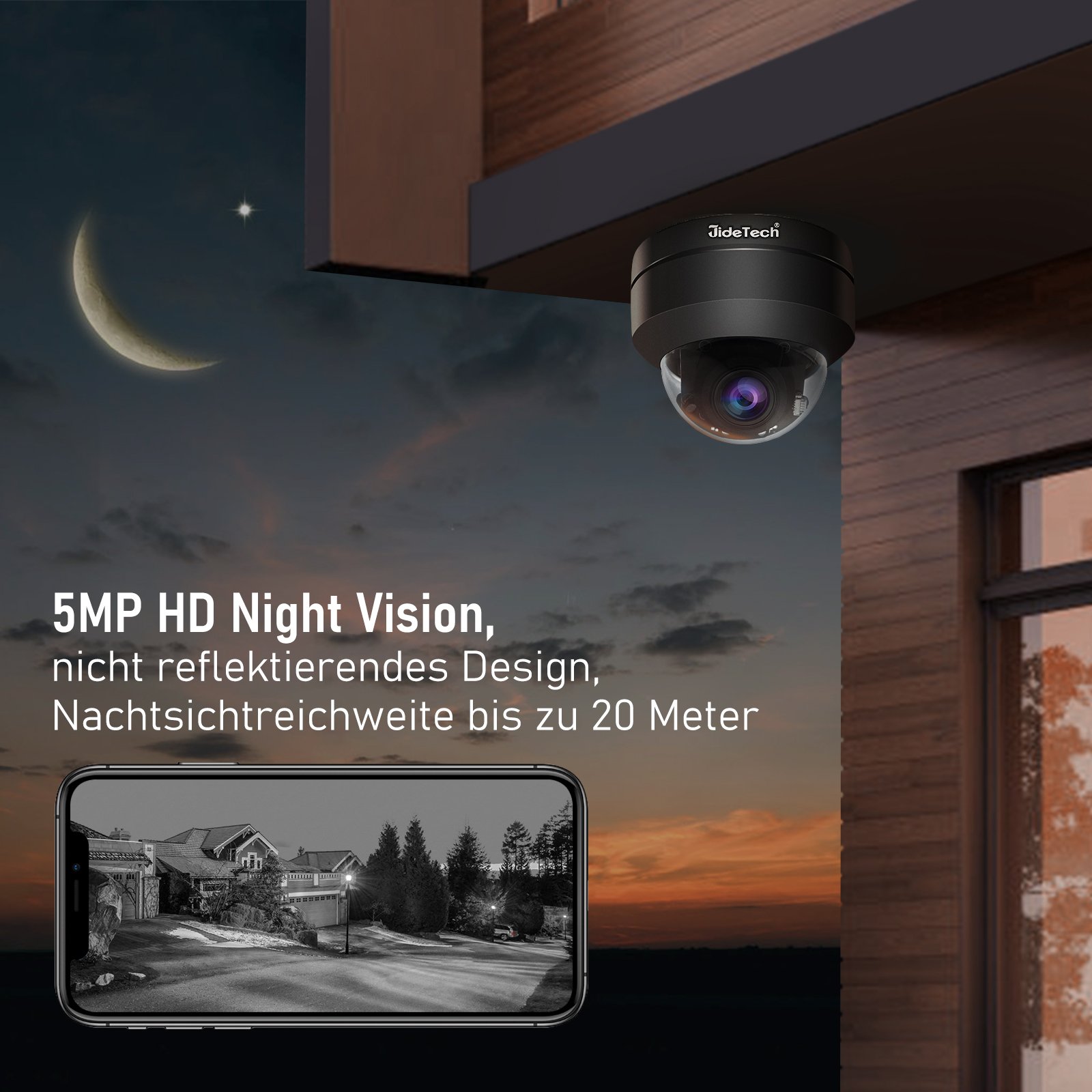 JideTech Poe 5MP Dome Camera ip 5X Optical Zoom Night Vision Poe Cctv Camera Auto Tracking Network Camera