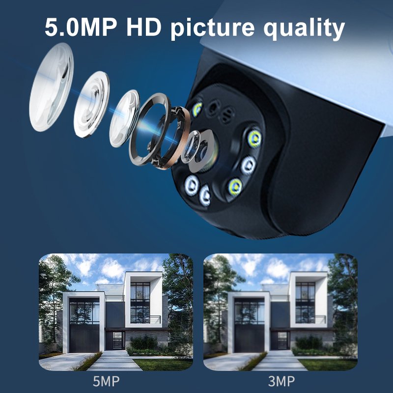 5MP HD WIFI Bluetooh Two-way intercom and finite network outdoor Security WIFI Adjustable angle Intelligent recording Camera