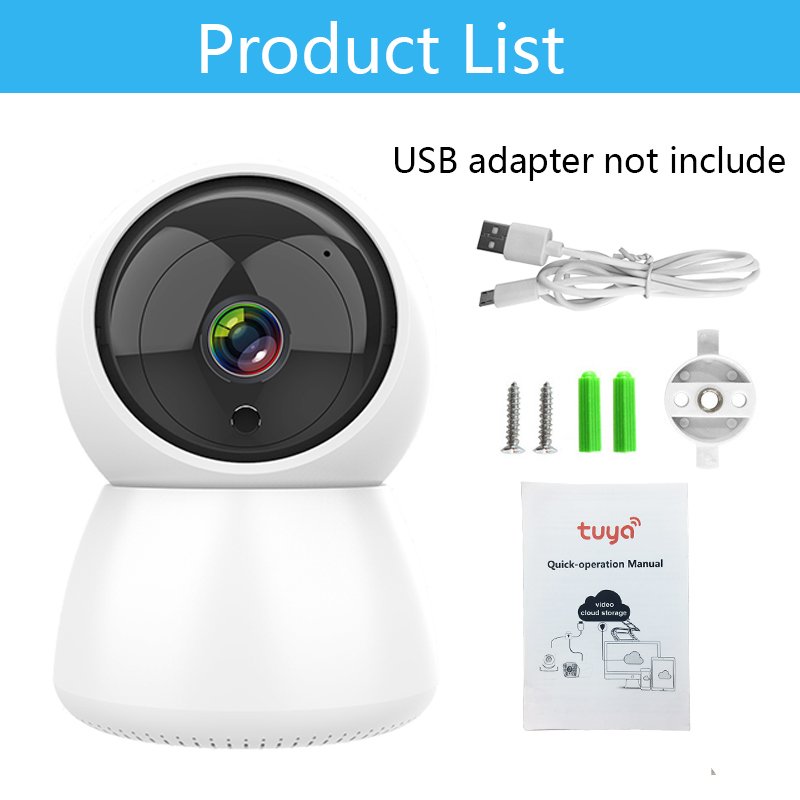 Tuya APP Smart White Color Hd Wifi Small Night Vision Camera 2.4G Wireless Cctv Camera Indoor WiFi Security Camera Smart