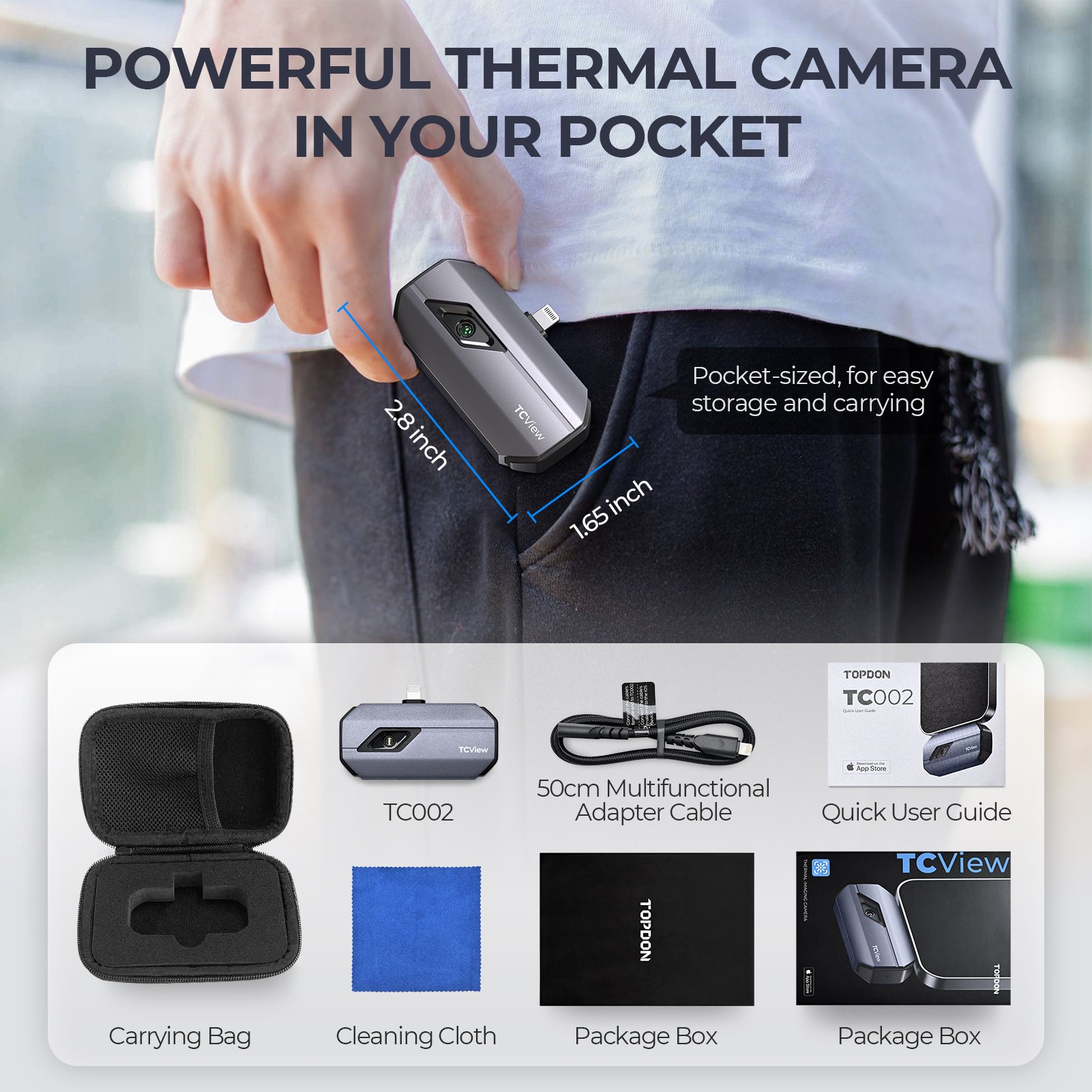TOPDON TC002 New Arrival IOS Use Thermography Measurement Mini Mobile Smartphone Car IR Infrared Thermal Imager Imaging Camera