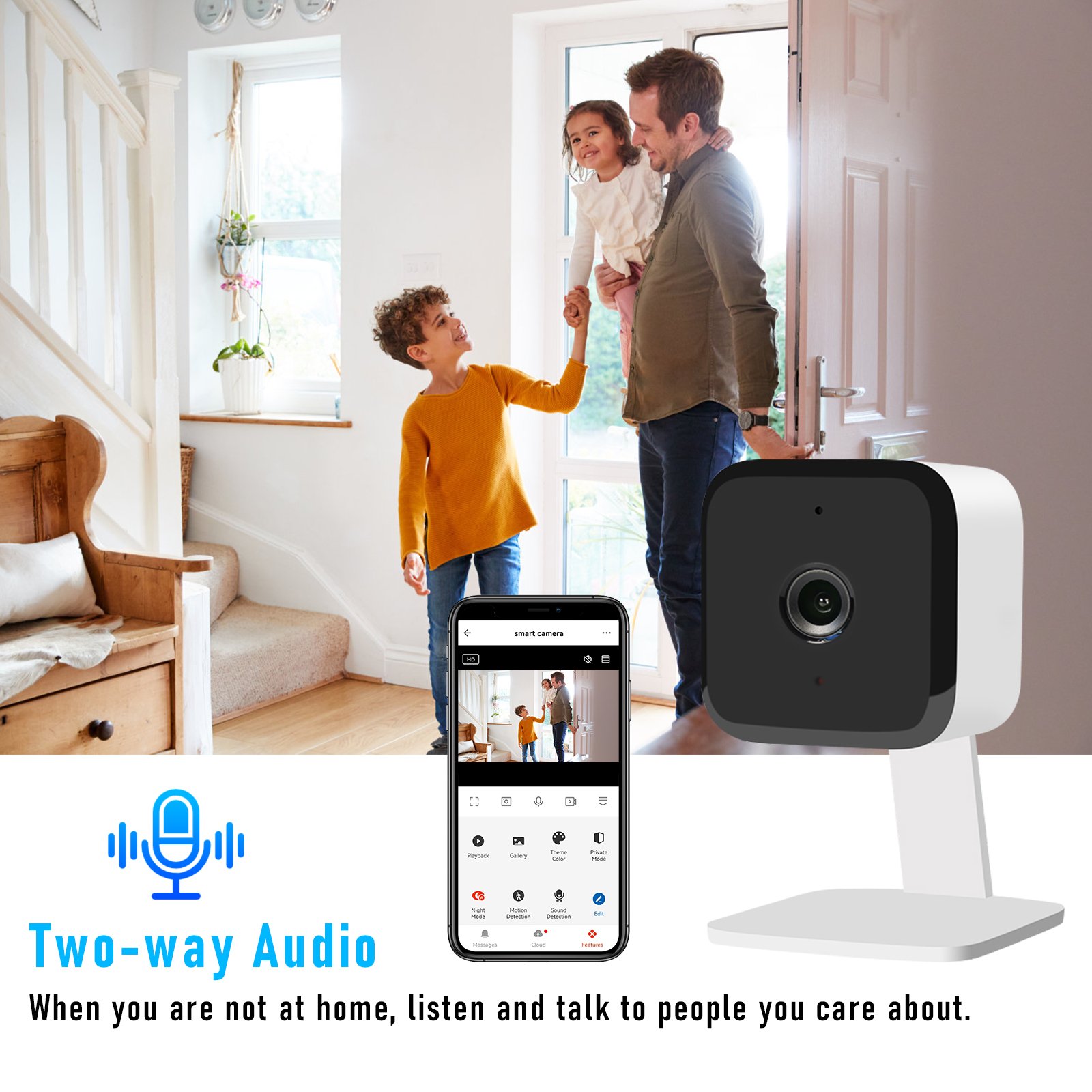 JideTech hot selling 3MP wifi wireless FHD mini camera IP camera two way audio humanoid detection for indoor