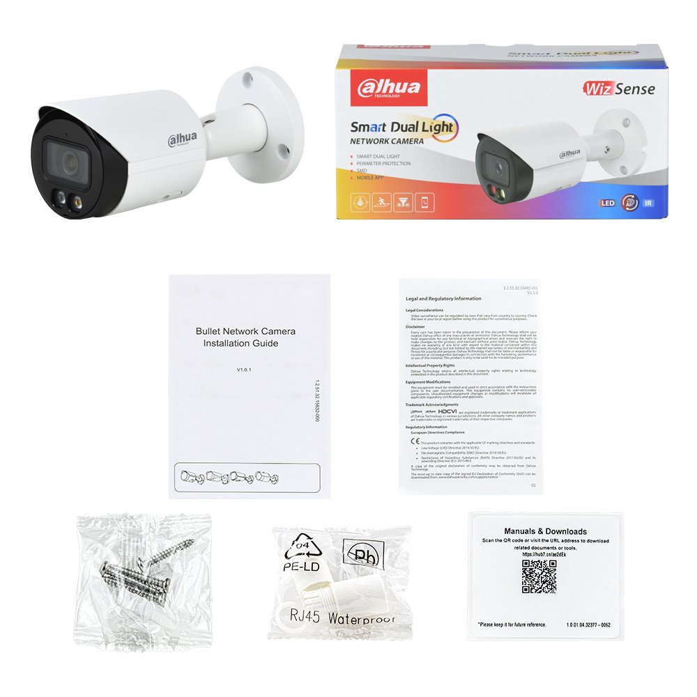 Dahua 8MP Smart Dual Light Fixed focal Bullet WizSense Outdoor Network Camera IPC-HFW2849S-S-IL