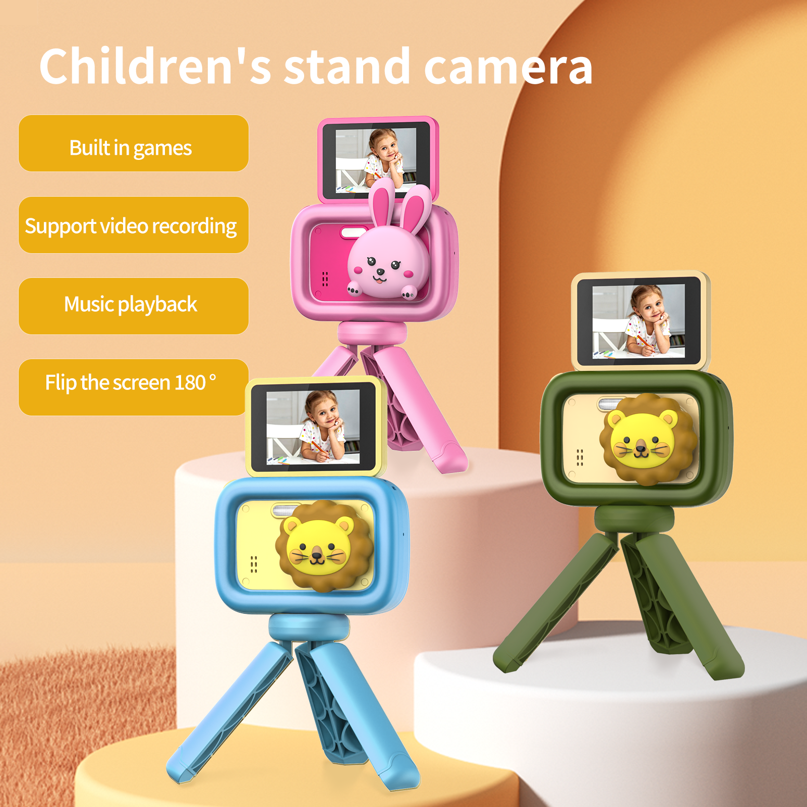 Top No.1 Kids Mini Camera D1 Flip Display Screen 2.4inch HD Video Recording Music Playback Instant Cameras Digital Kids Camera