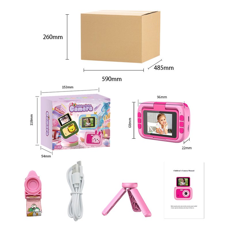 Top No.1 Kids Mini Camera D1 Flip Display Screen 2.4inch HD Video Recording Music Playback Instant Cameras Digital Kids Camera