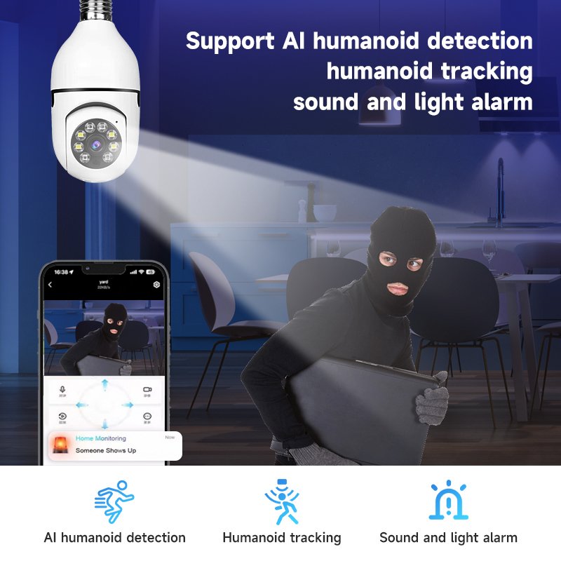 Tuya Smart Home Wireless Wifi Bulb Security Camera HD IR night vision bulb camera Night Vision Smart CCTV PTZ Light Bulb Camera