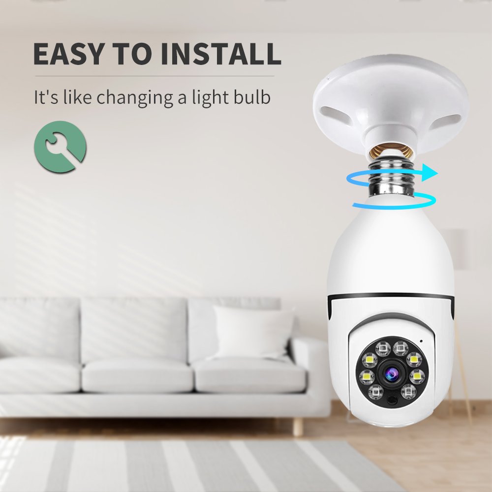 Tuya Smart Home Wireless Wifi Bulb Security Camera HD IR night vision bulb camera Night Vision Smart CCTV PTZ Light Bulb Camera